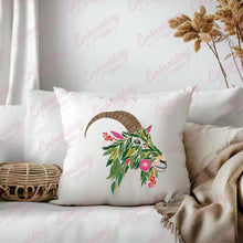 Floral Goat Head Embroidery Design