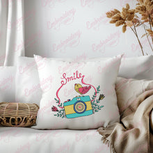 Floral Camera Smile Bird Embroidery Design