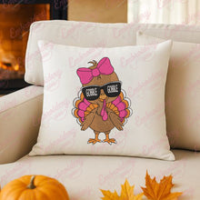Thanksgiving Gobble Girl Bow Turkey Embroidery Design