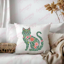 Flower Cat Embroidery Design