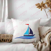 Water Wave Sailing Boat Embroidery Design