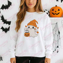 Halloween Ghost Holding Pumpkin Embroidery Design