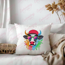 Color Splash Cow Head Embroidery Design