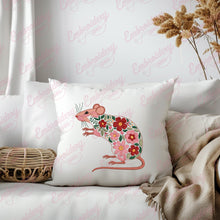 Floral Rat Mouse Embroidery Design