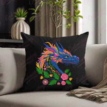 Tropical Leaves And Flowers Dragon Embroidery Design