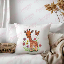 Floral Giraffe with Butterfly Embroidery Design