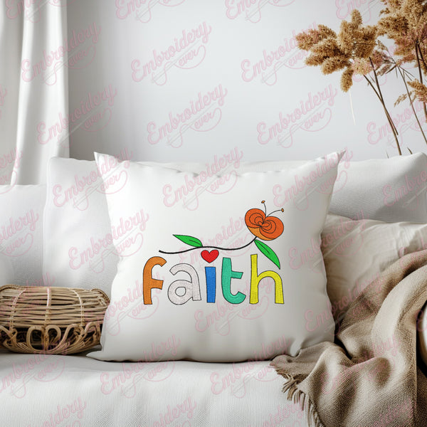 Faith Text Machine Embroidery Design