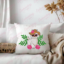Floral Cute Llama Embroidery Design