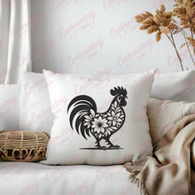 Floral Rooster Embroidery Design