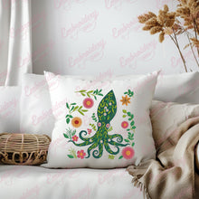 Floral Squid Fish Embroidery Design
