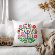 Floral Stethoscope Machine Embroidery Design