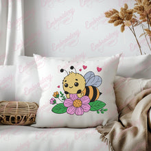 Cute Bee and Flower Embroidery Design