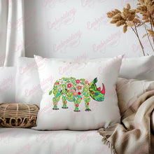 Beautiful Floral Rhino Embroidery Design