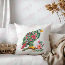 Tropical Leaves And Flowers Eagle Bird Embroidery Design