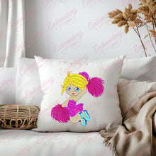 Cute Cheerleader With Pom Pom Embroidery Design