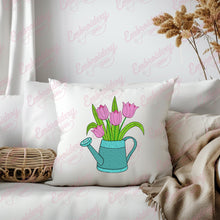 Tulips In Watering Can Embroidery Design