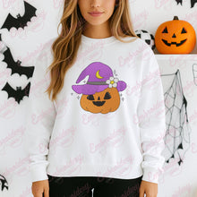 Halloween Pumpkin Girl With Witch Hat Embroidery Design