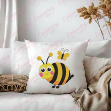 Cute Bee With Butterfly Machine Embroidery Design