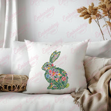 Tropical Leaves And Flowers Bunny Rabbit Embroidery Design
