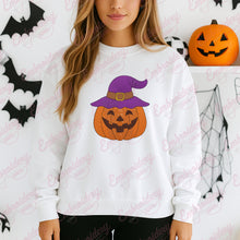 Halloween Pumpkin With Witch Hat Embroidery Design