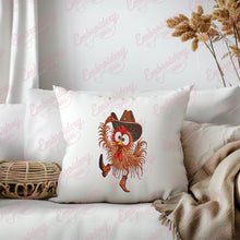 Crazy Chicken Rooster Wearing Cowboy Hat Embroidery Design