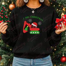 I Dig Christmas Excavator Embroidery Design