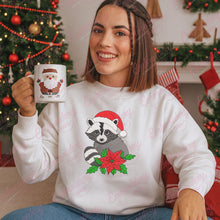 Christmas Raccoon In Santa Hat Embroidery Design