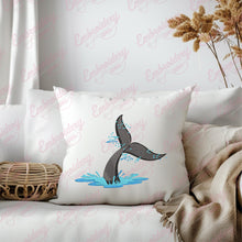 Whale Tail Above Ocean Sea Embroidery Design