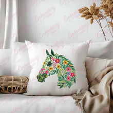 Tropical Leaves And Flowers Horse Embroidery Design