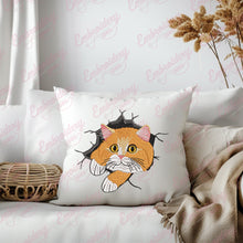 Cat Cracked Wall Embroidery Design