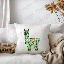 Tropical Leaves And Flowers Llama Embroidery Design