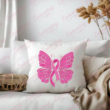 Ribbon With Butterfly Wings Breast Cancer Embroidery Design