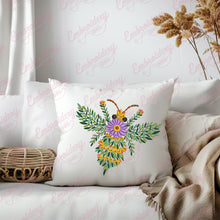 Beautiful Floral Bee Embroidery Design