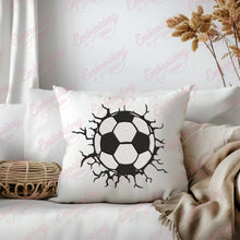 Soccer Ball Coming in Cracked Wall Embroidery Design