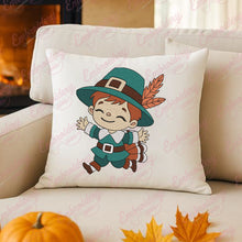 Cute Pilgrim Boy Embroidery Design For Thanksgiving