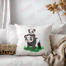 Cute Mother And Baby Panda Embroidery Design