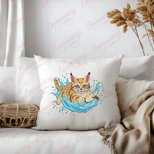 Cute Cat In Water Embroidery Design