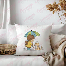 Cute Girl With Cats Embroidery Design