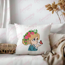 Cute Girl With Butterfly Embroidery Design