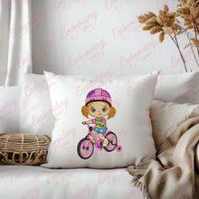 Cute Girl Riding a Bicycle Embroidery Design