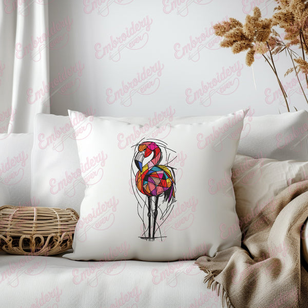 Colorful Flamingo Bird Machine Embroidery Design