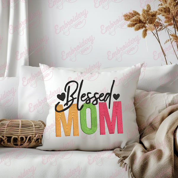 Blessed Mom Embroidery Design