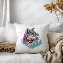 Colorful Wolf Face Embroidery Design