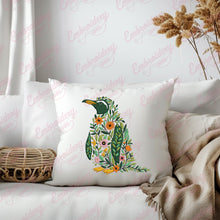 Colorful Botanical Penguin Embroidery Design