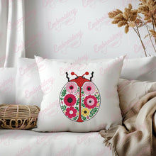 Colorful Botanical Ladybug Embroidery Design