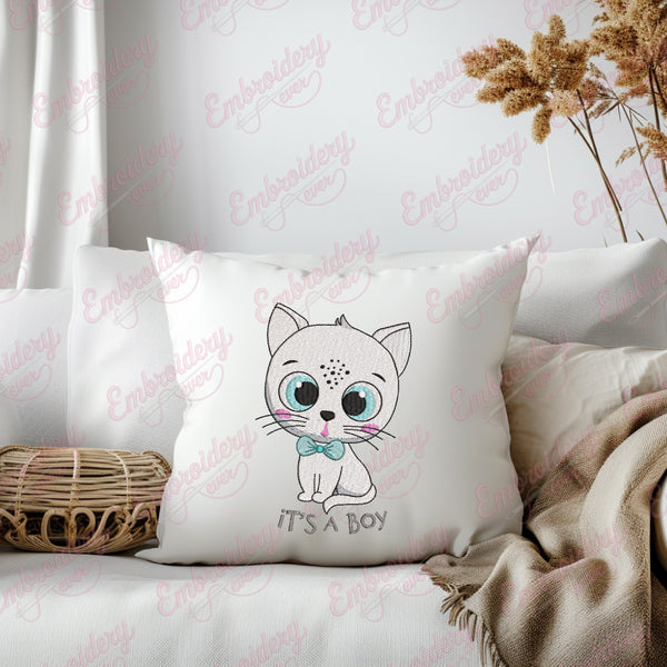 It's a Boy Kitten Embroidery Design