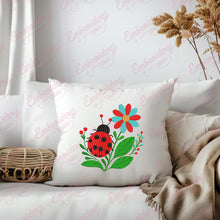 Ladybug Floral Wreath Embroidery Design