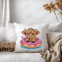 Highland Cow Donut Embroidery Design