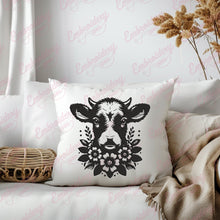 Cow With Flowers Embroidery Design
