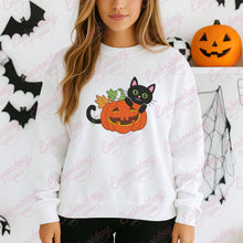 Halloween Kitty Cat And Funny Pumpkins Embroidery Design